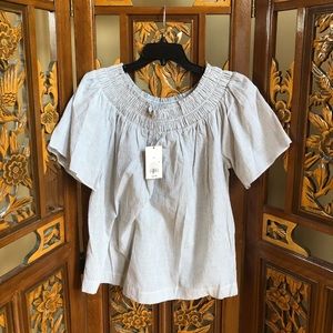 A New Day Striped Cotton Blend Peasant Blouse